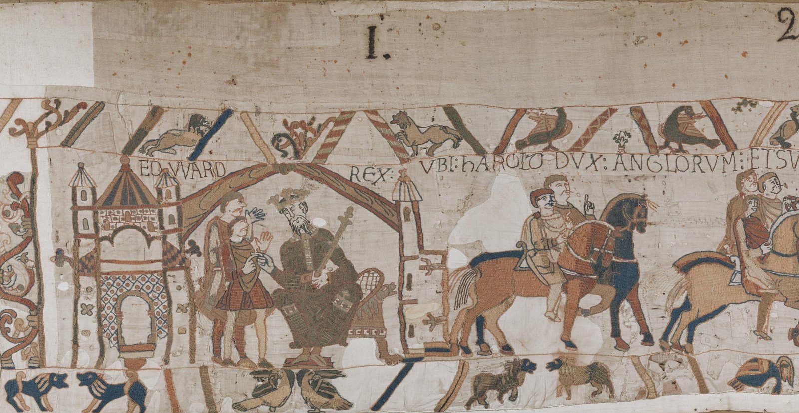 Scene 1 of the Bayeux Tapestry, King Edward enthroned