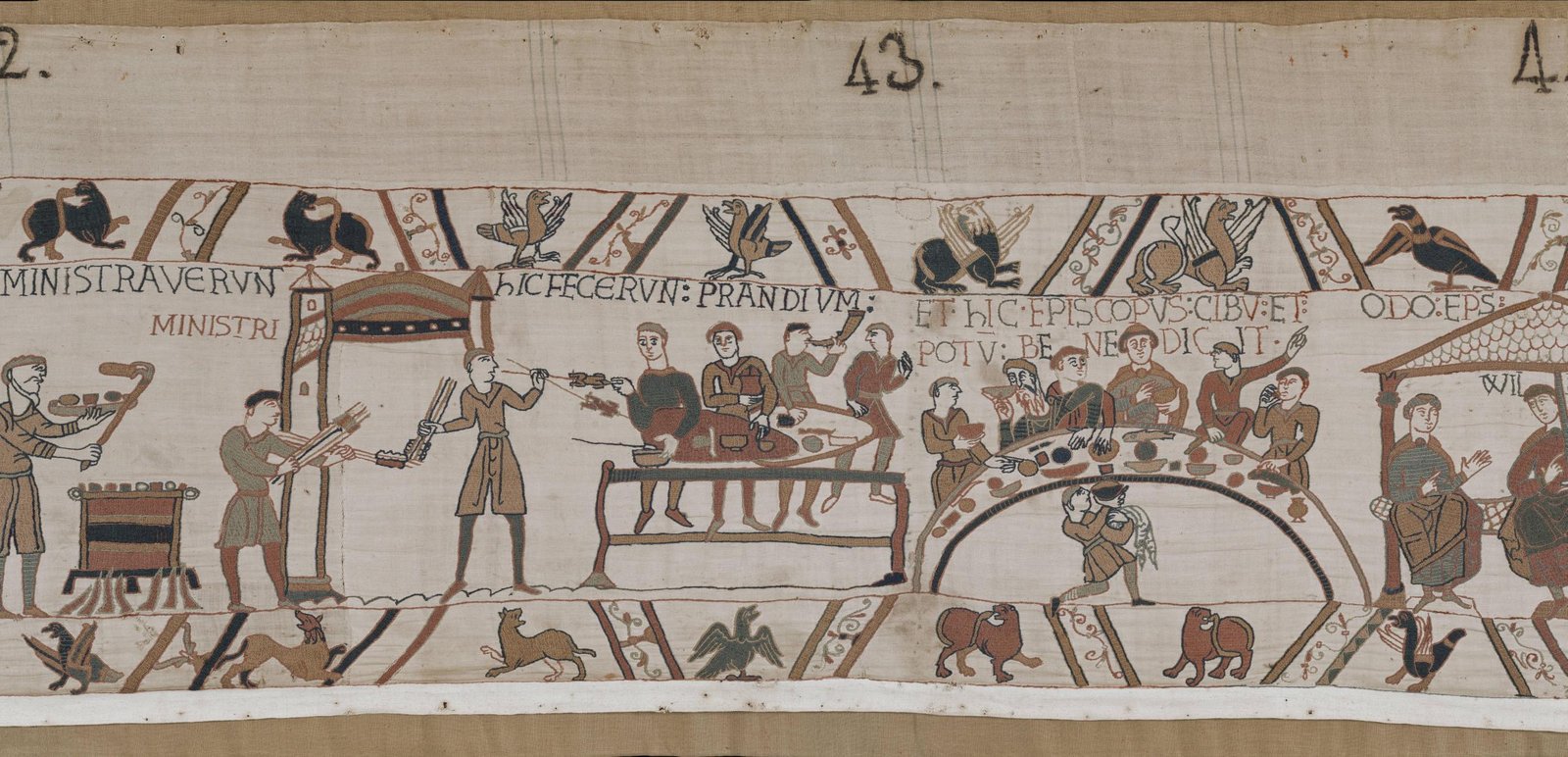 Scene 43 of the Bayeux Tapestry, Bishop Odo blessing the feast
