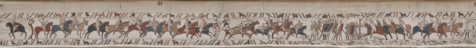 Scene 51 of the Bayeux Tapestry, William addressing his troops